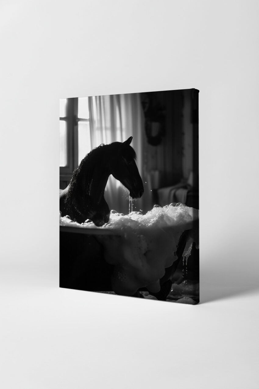 Fotografie Poster Pferd Badewanne schwarz-weiß