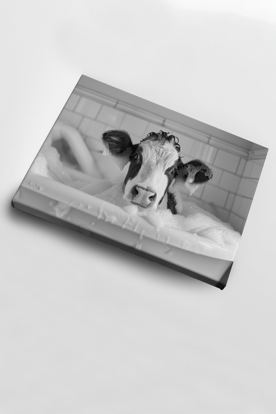 Fotografie Poster Kalb Badewanne schwarz-weiß