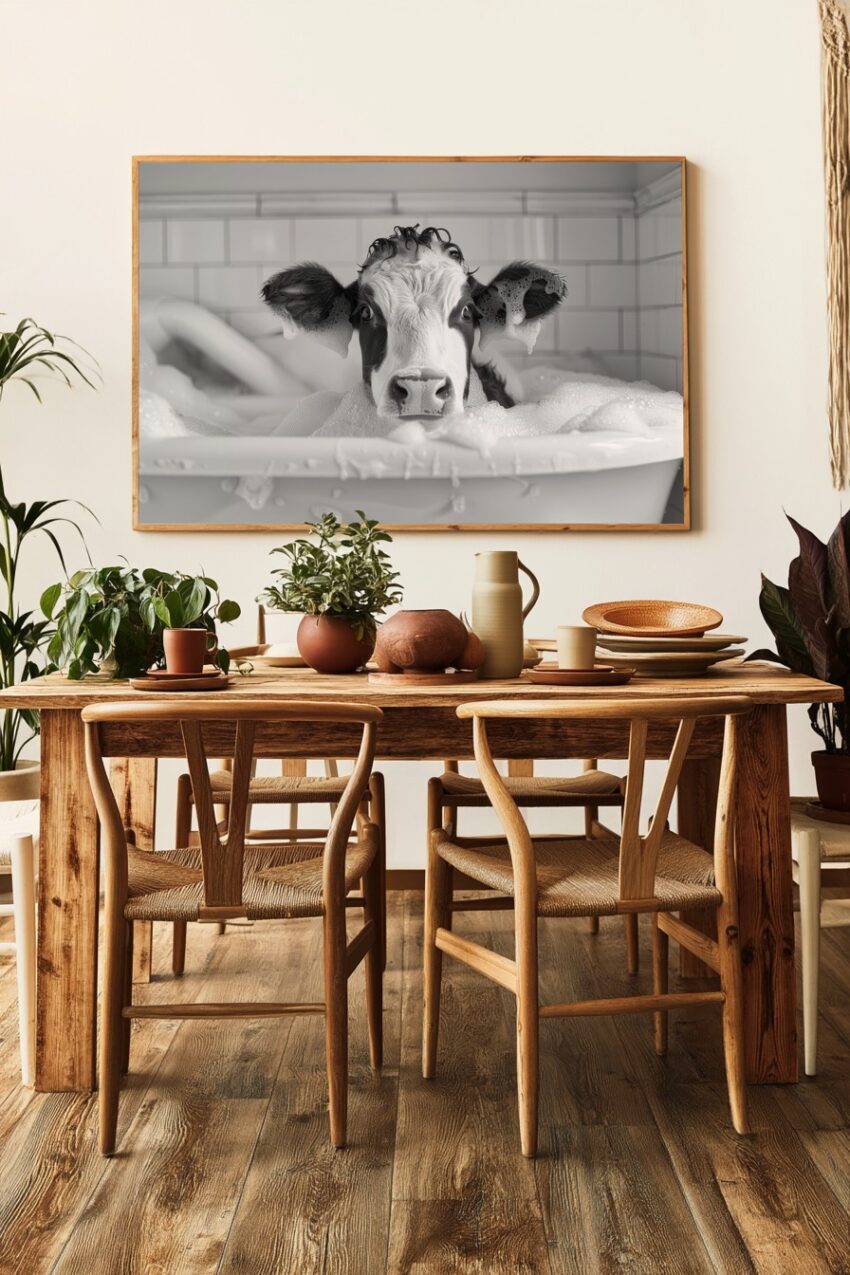 Fotografie Poster Kalb Badewanne schwarz-weiß