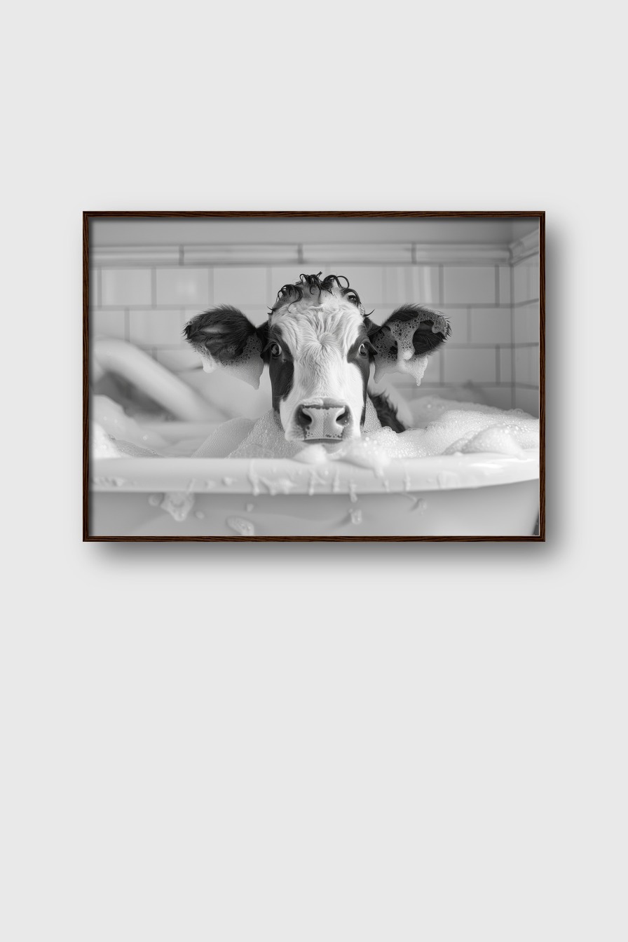 Fotografie Poster Kalb Badewanne schwarz-weiß