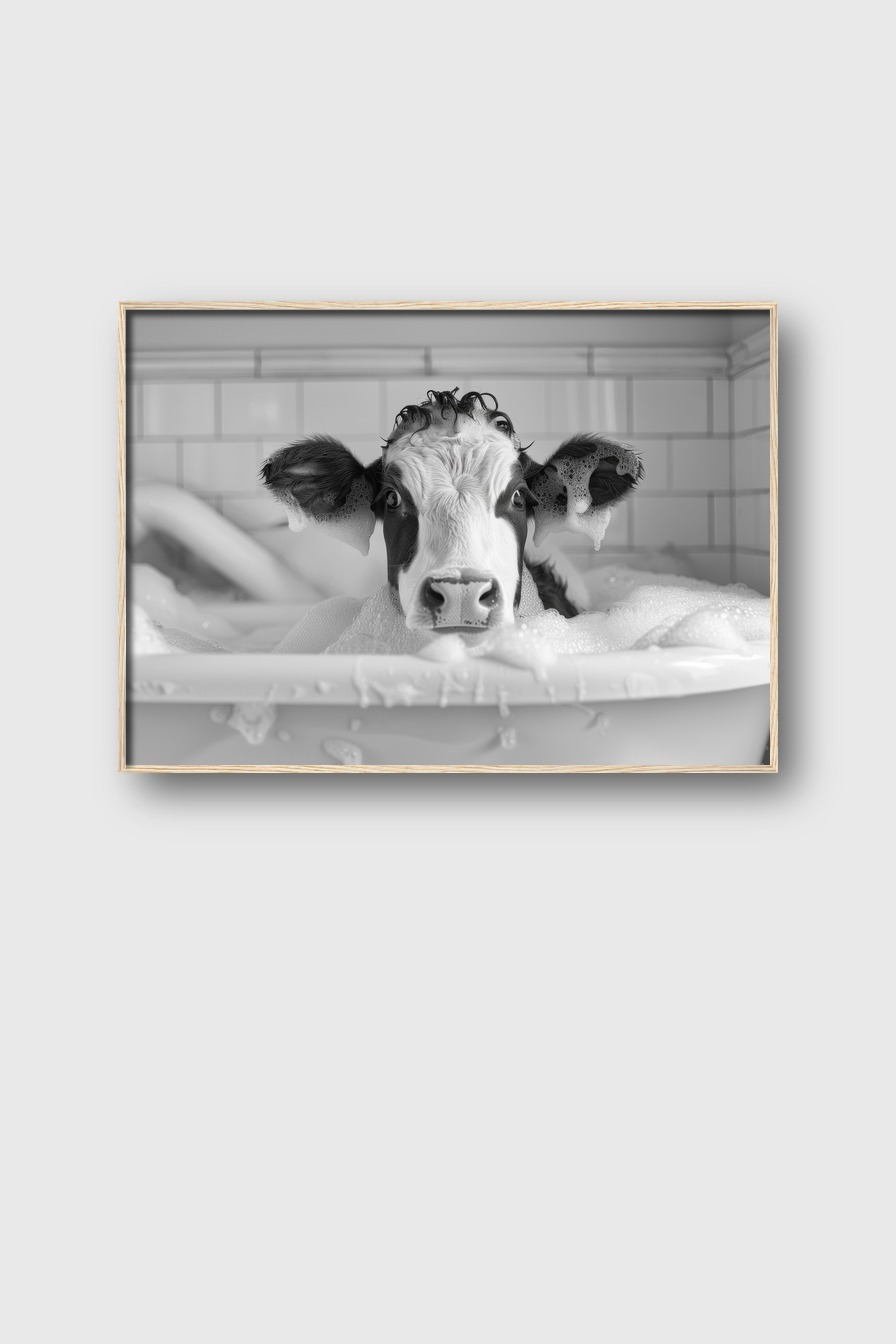 Fotografie Poster Kalb Badewanne schwarz-weiß