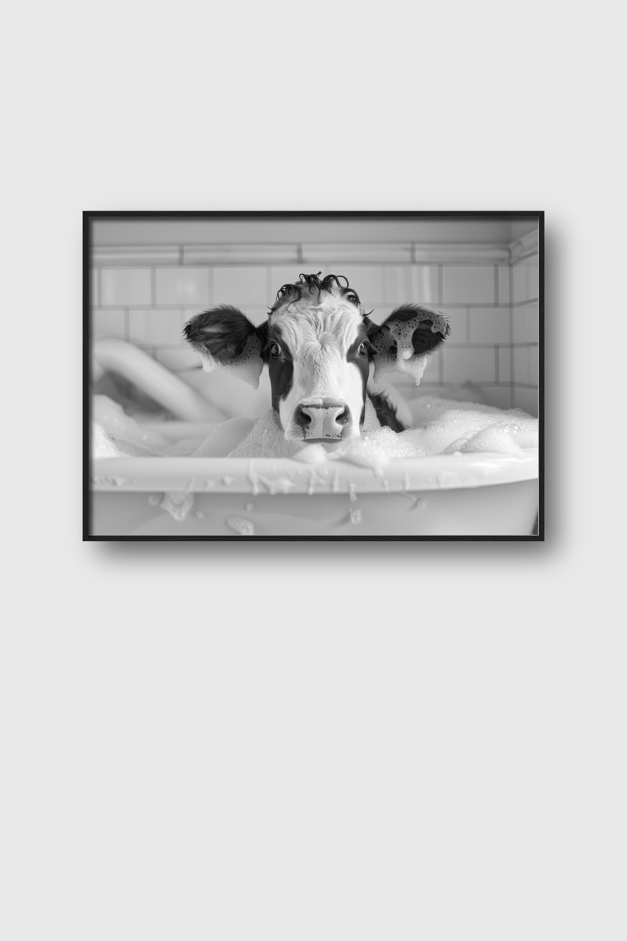 Fotografie Poster Kalb Badewanne schwarz-weiß