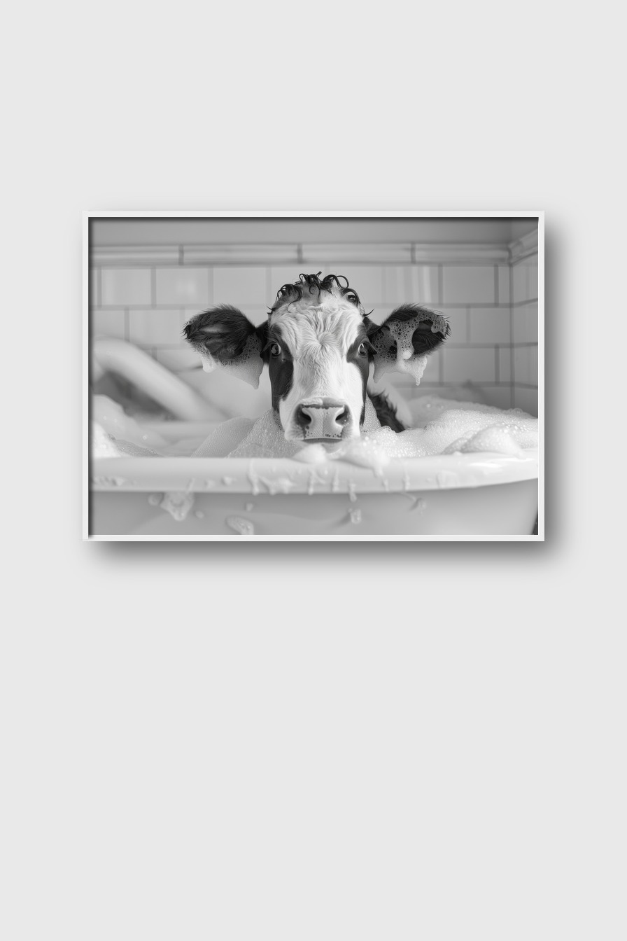 Fotografie Poster Kalb Badewanne schwarz-weiß