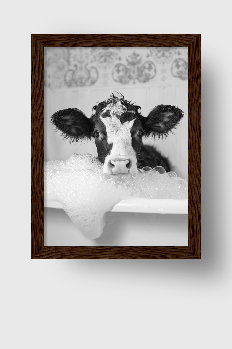 Fotografie Poster Kalb Badewanne schwarz-weiß nah