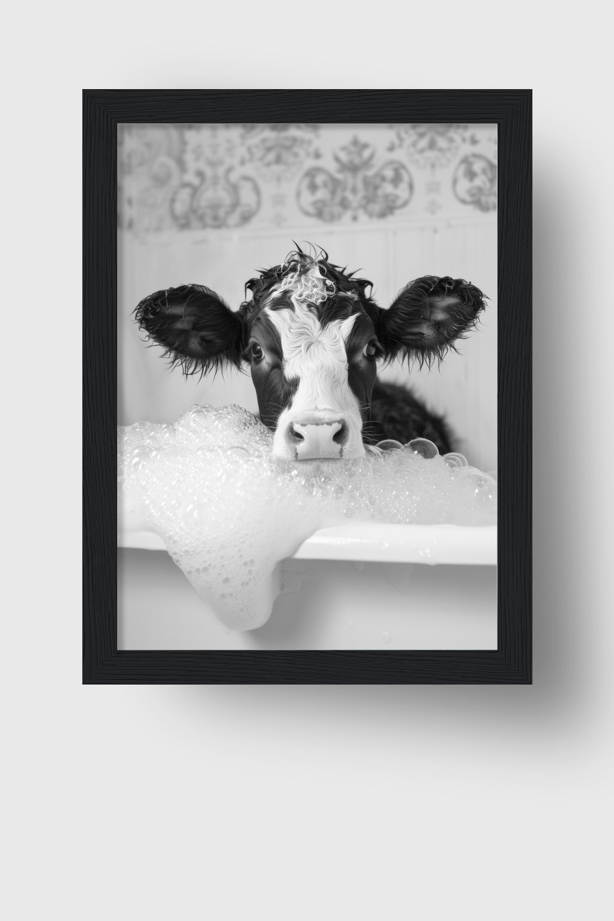 Fotografie Poster Kalb Badewanne schwarz-weiß nah