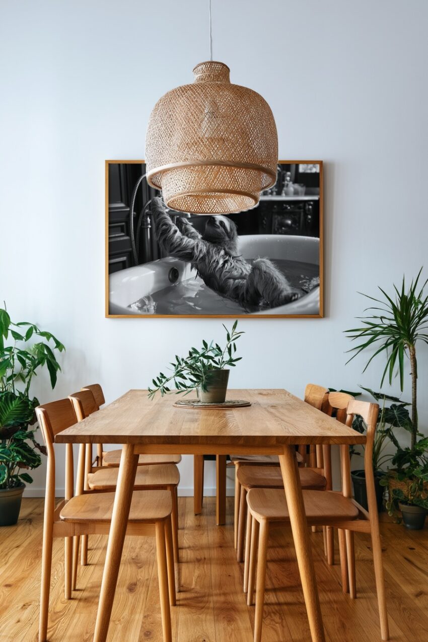 Fotografie Poster Faultier Badewanne schwarz-weiß