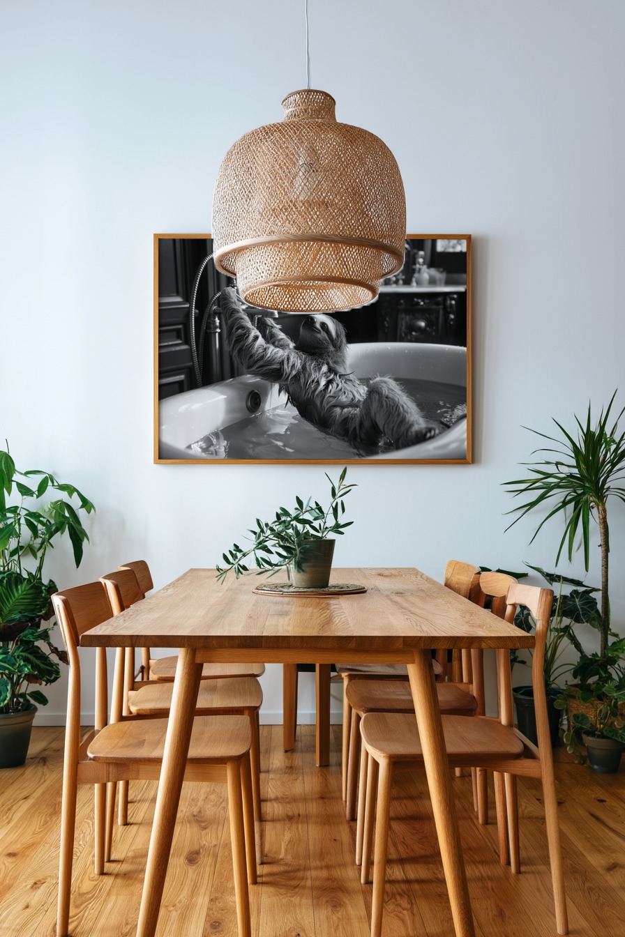 Fotografie Poster Faultier Badewanne schwarz-weiß