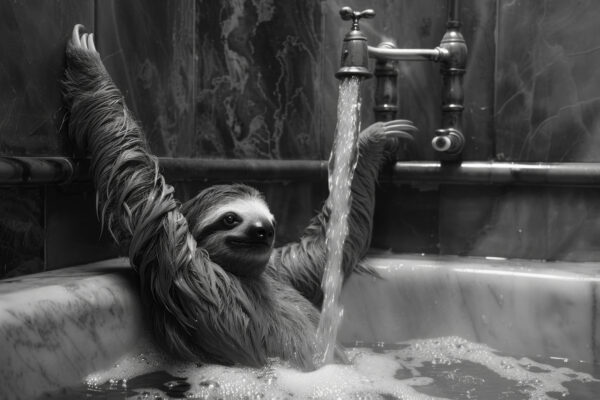 Schwarz-Weiß Faultier Leinwandbild