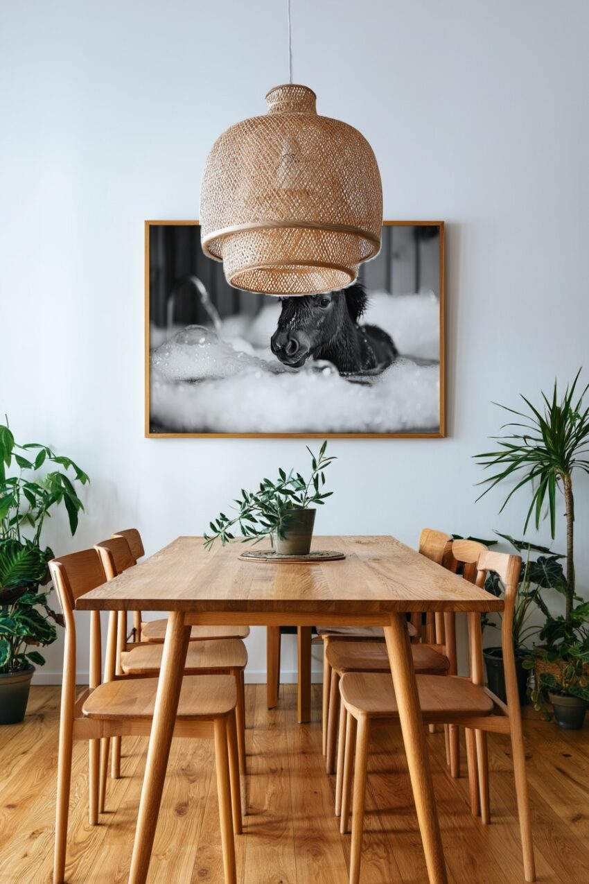 Fotografie Poster Fohlen Badewanne schwarz-weiß