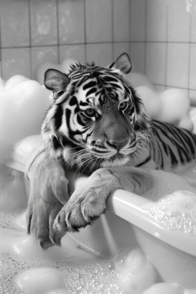 Tiger Badewanne Leinwandbild