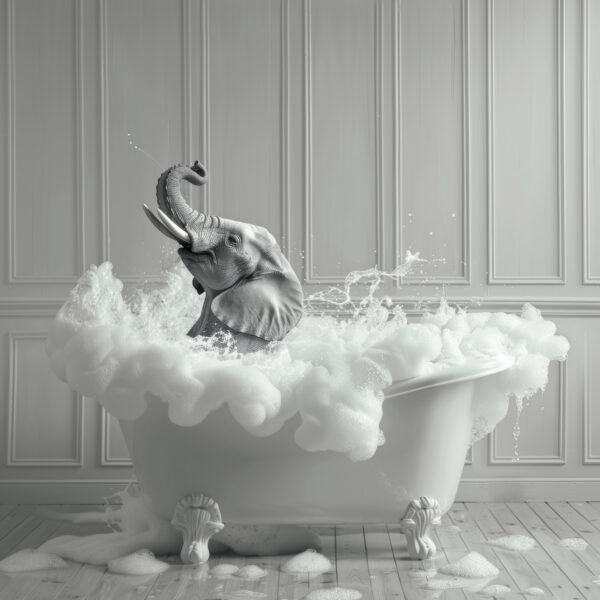 Elefant Badewanne Leinwandbild