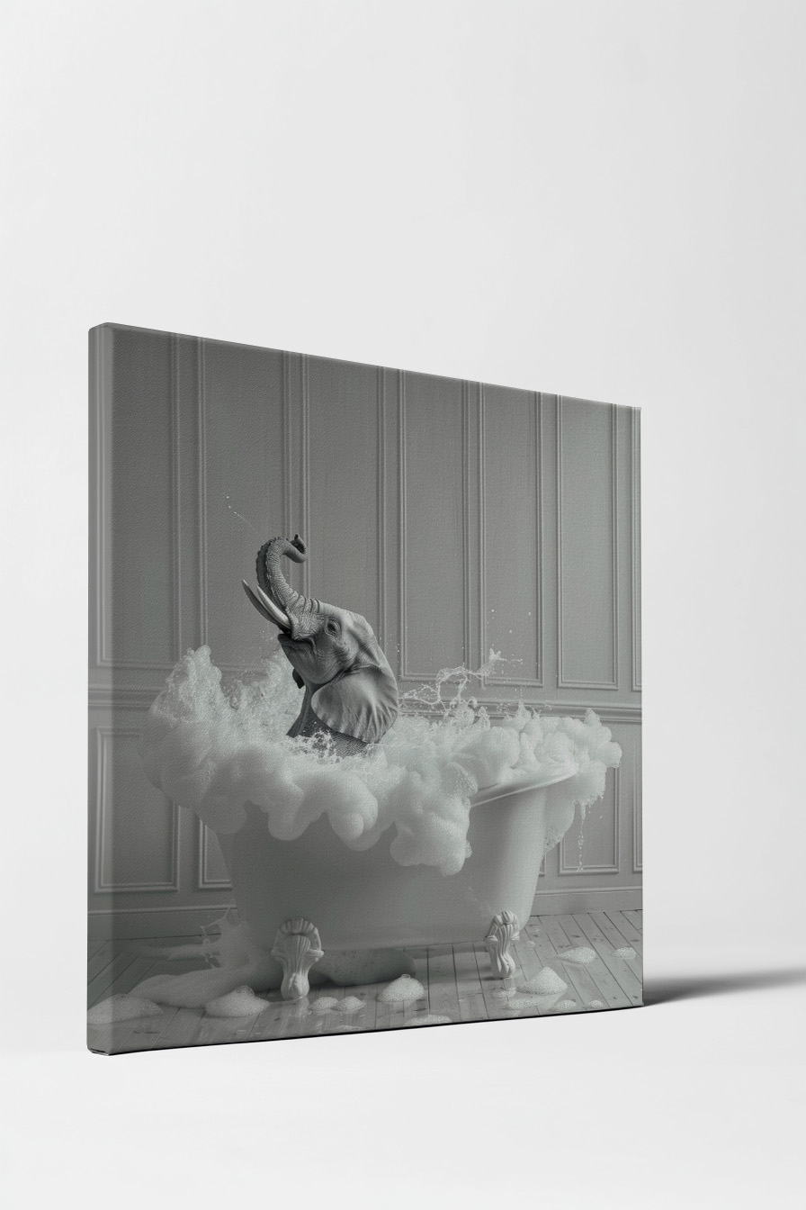 Fotografie Poster Elefant Badewanne schwarz-weiß