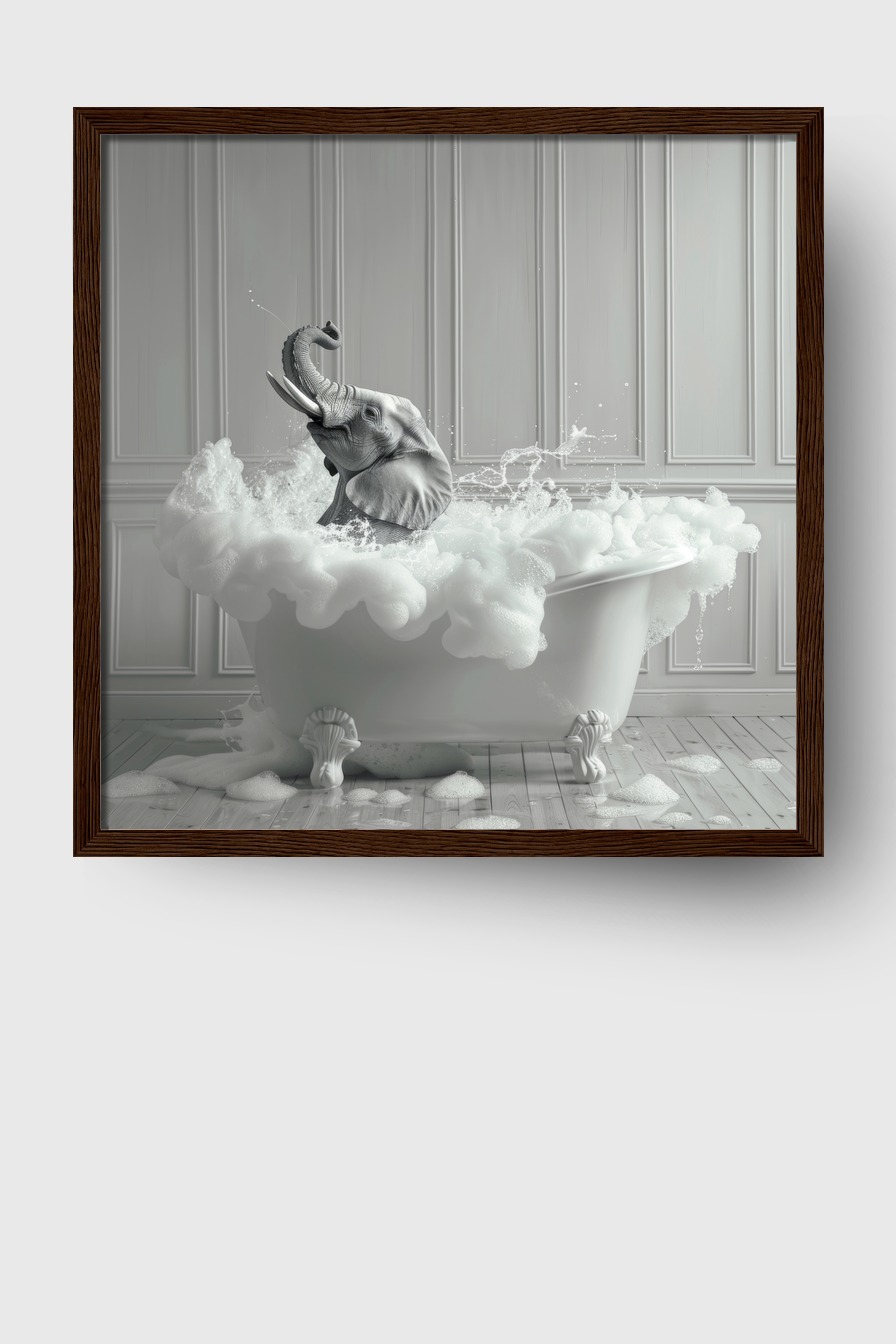 Fotografie Poster Elefant Badewanne schwarz-weiß