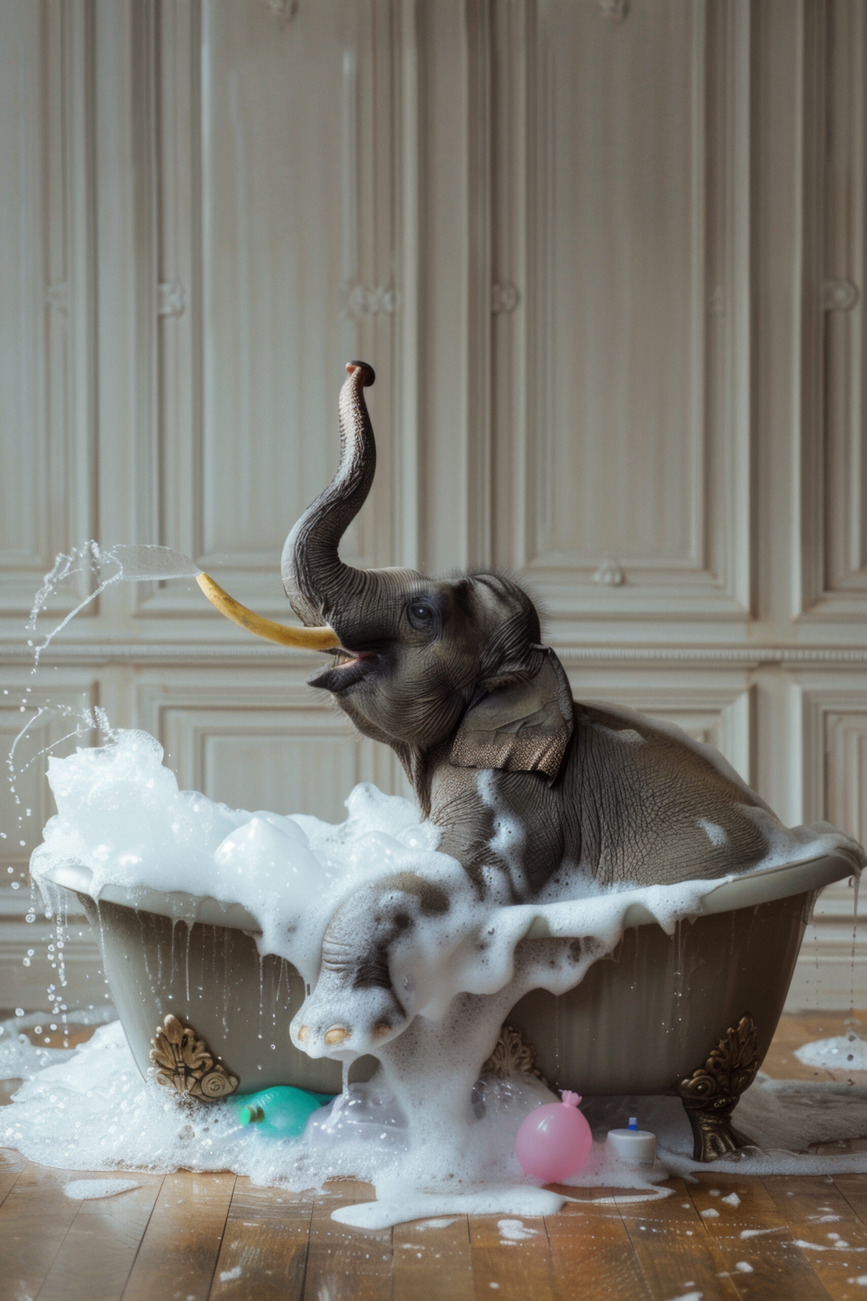 Fotografie Poster Elefant Badewanne Schaum