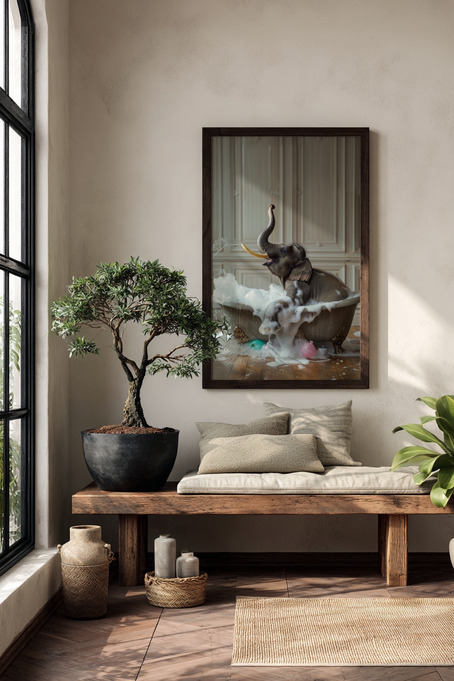 Fotografie Poster Elefant Badewanne Schaum