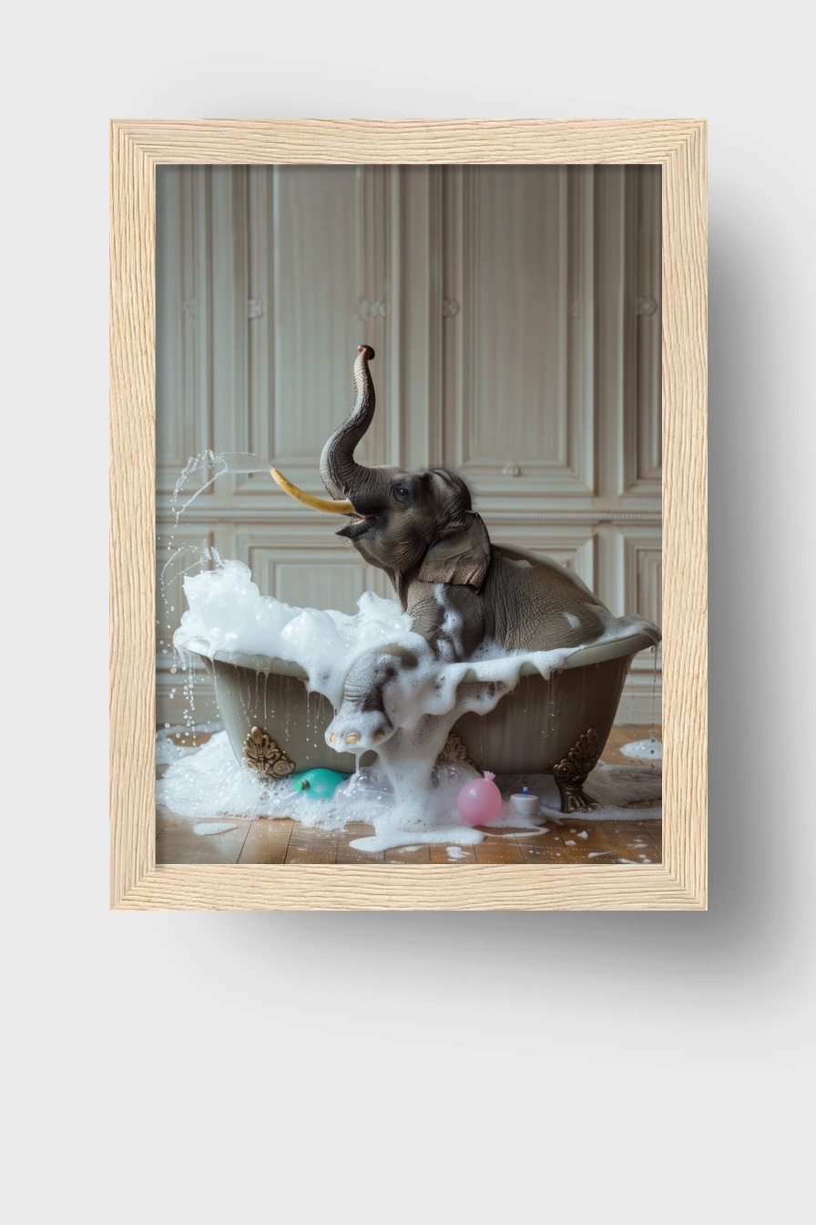 Fotografie Poster Elefant Badewanne Schaum