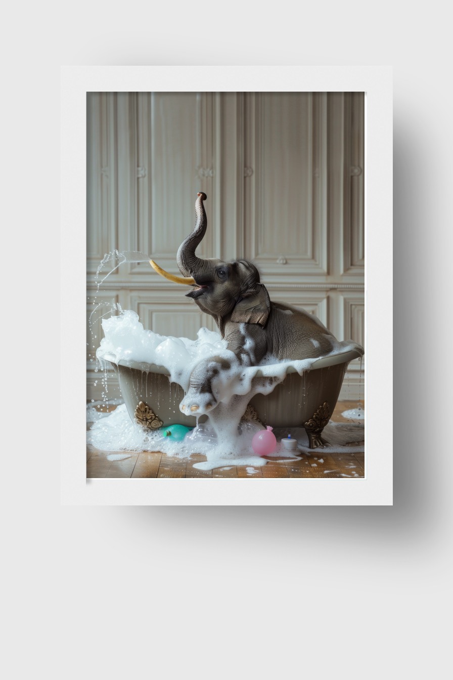 Fotografie Poster Elefant Badewanne Schaum