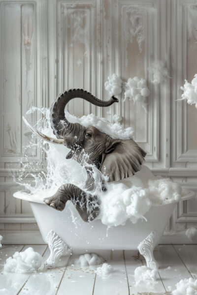 Elefant mit Schaum Poster