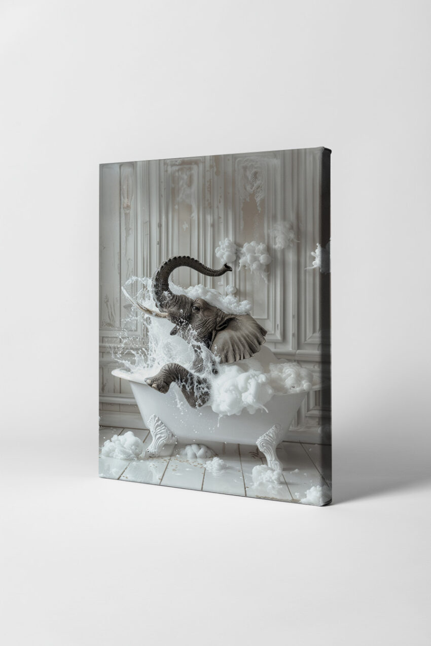 Fotografie Poster Elefant Badewanne weiß Schaum