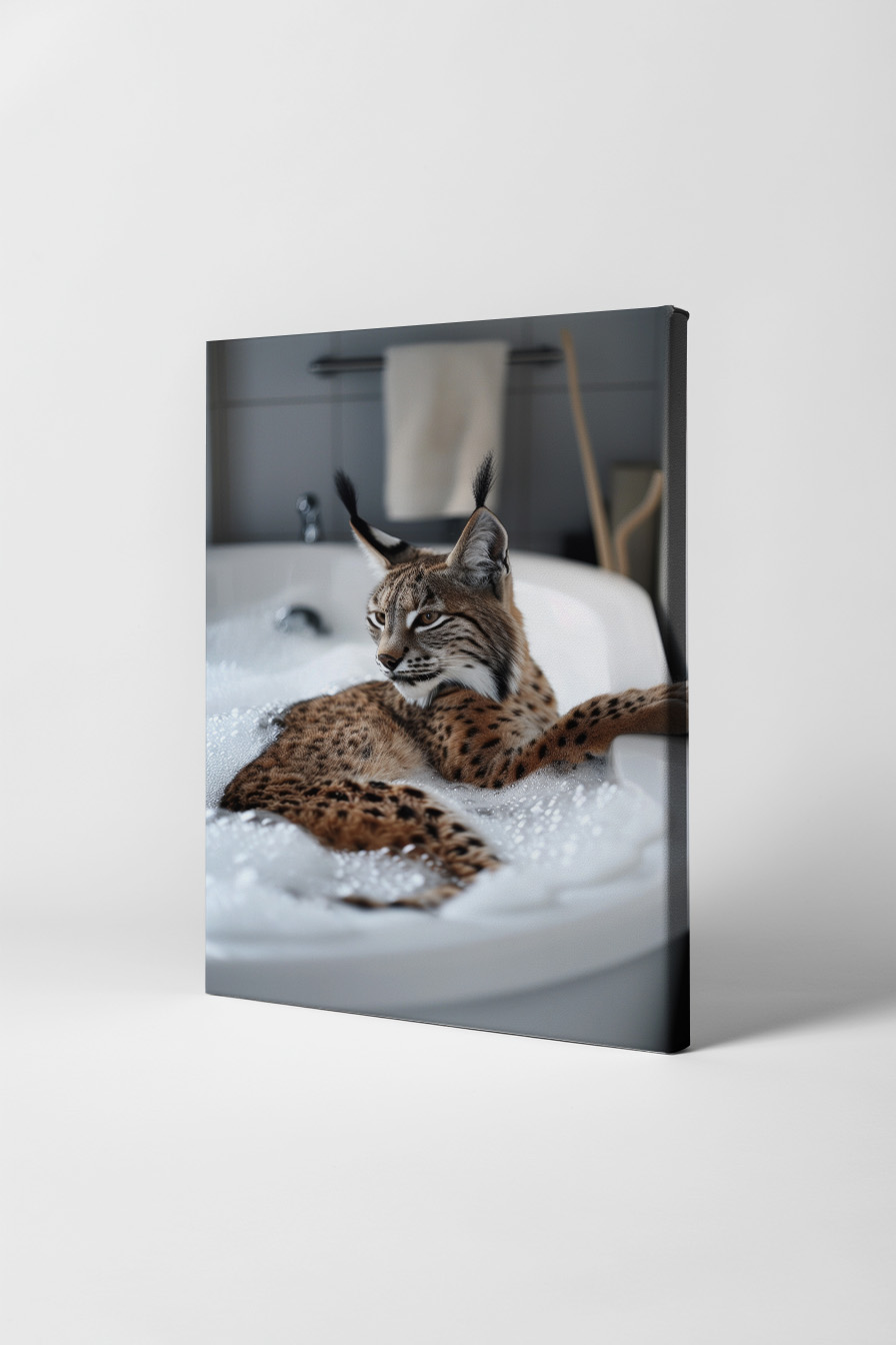 Fotografie Poster Luchs Badewanne ruhig braun