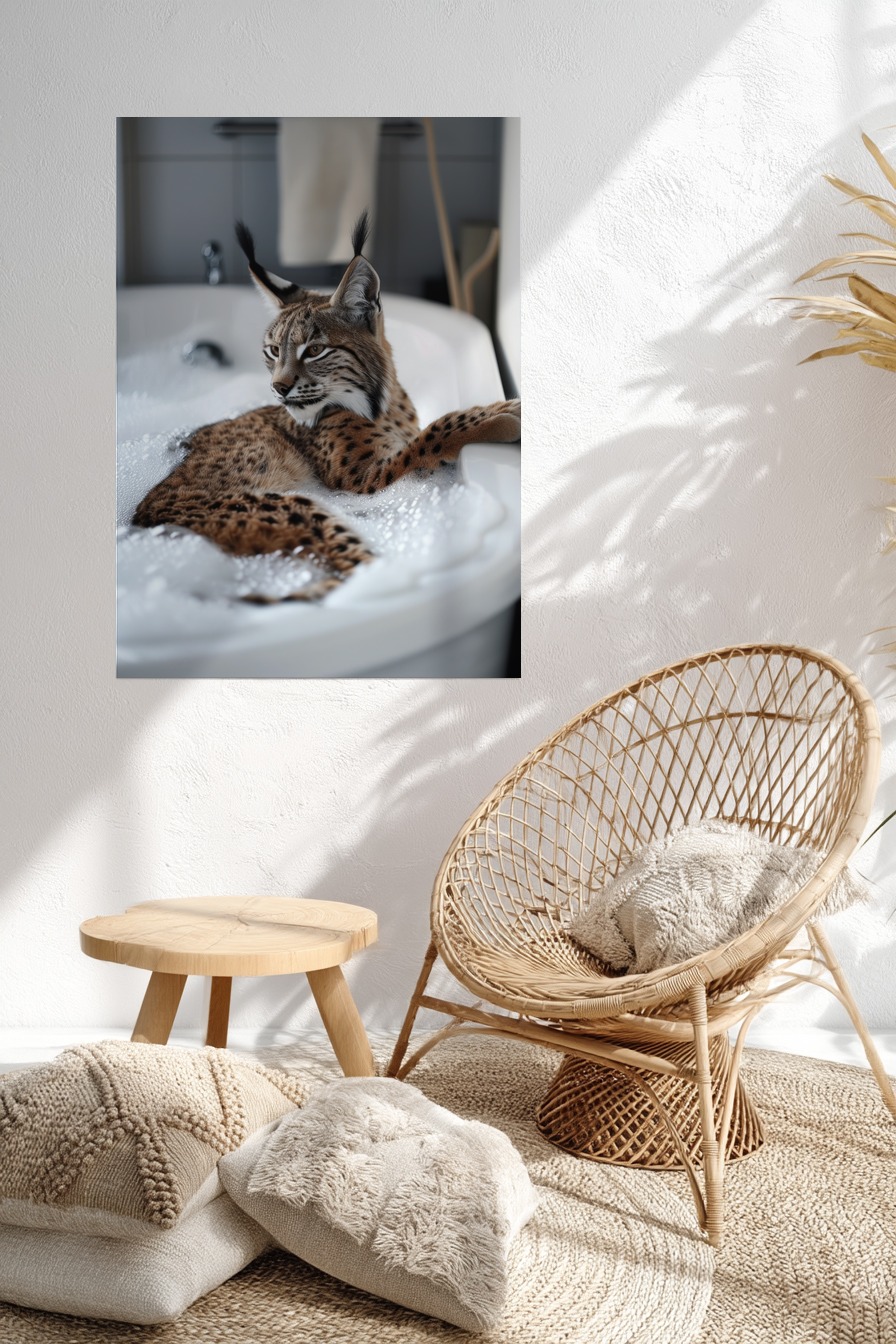 Fotografie Poster Luchs Badewanne ruhig braun