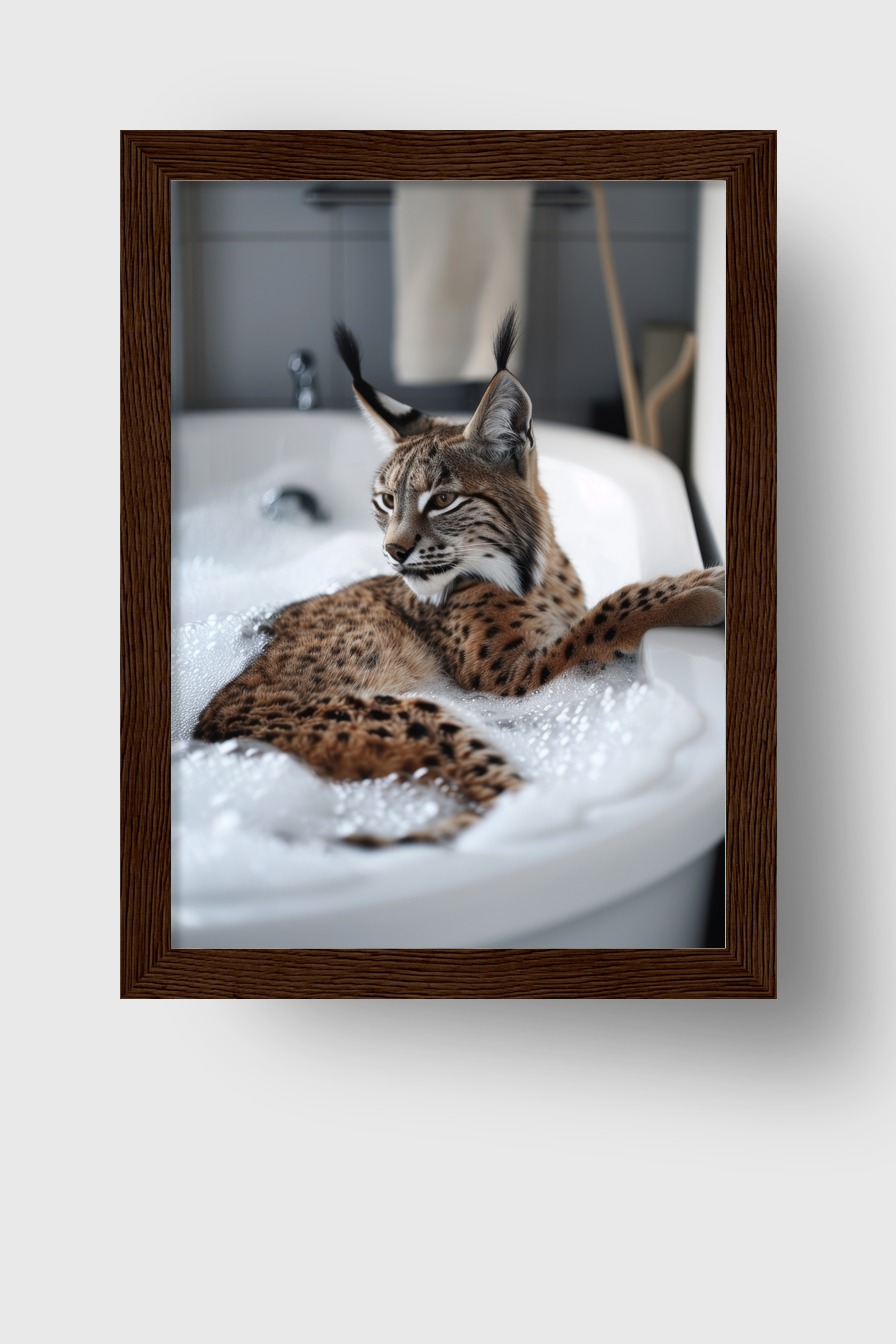 Fotografie Poster Luchs Badewanne ruhig braun