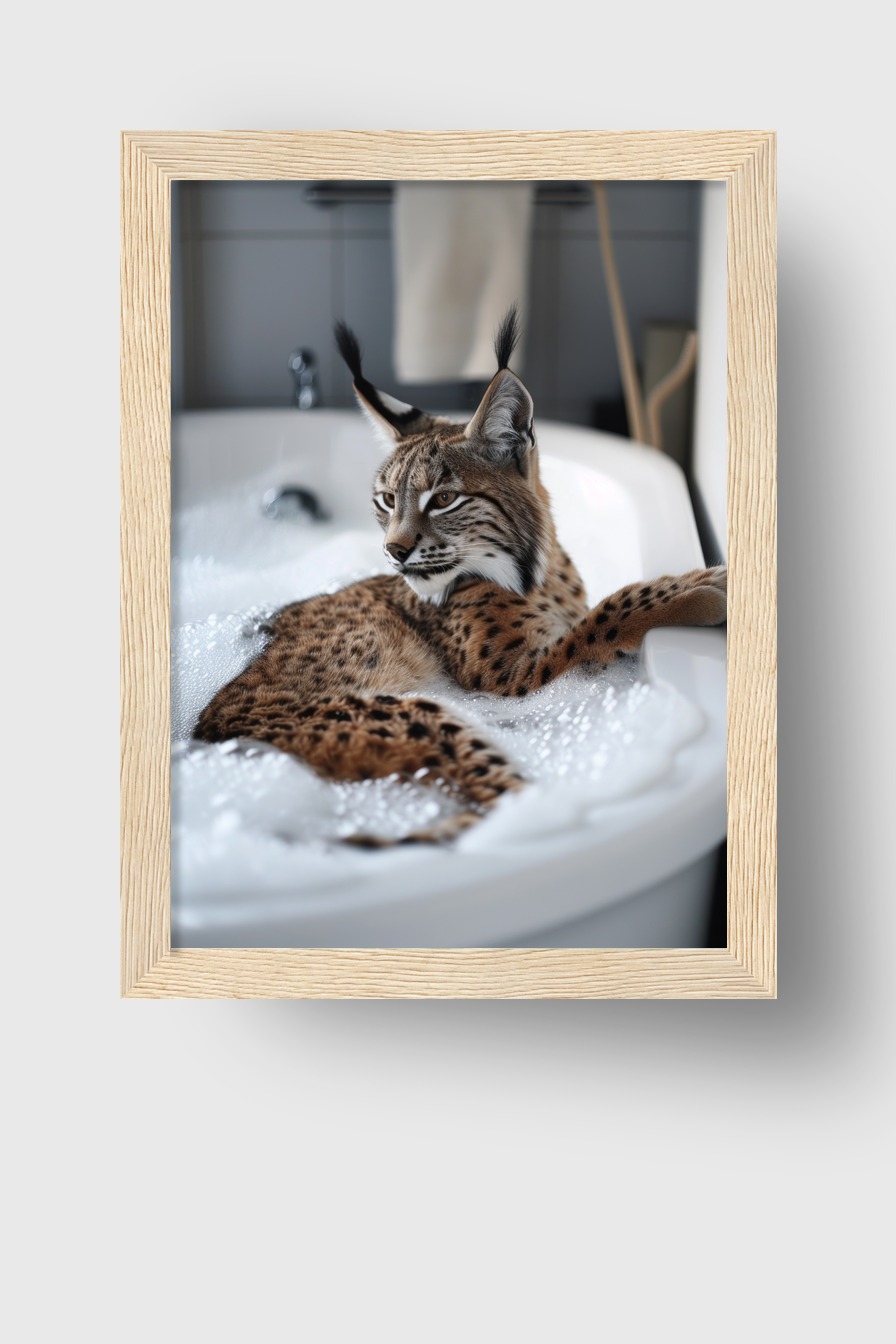 Fotografie Poster Luchs Badewanne ruhig braun