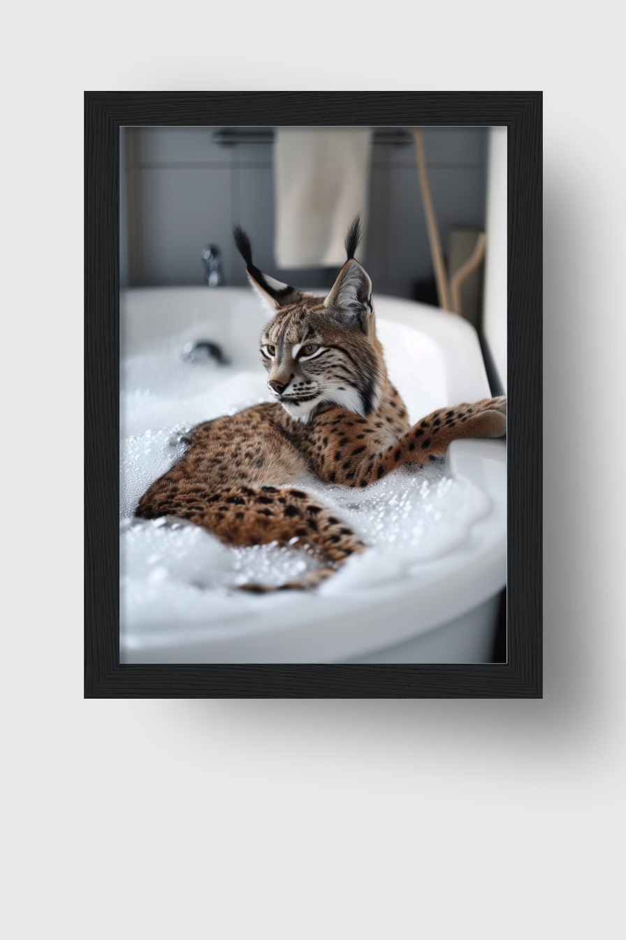 Fotografie Poster Luchs Badewanne ruhig braun