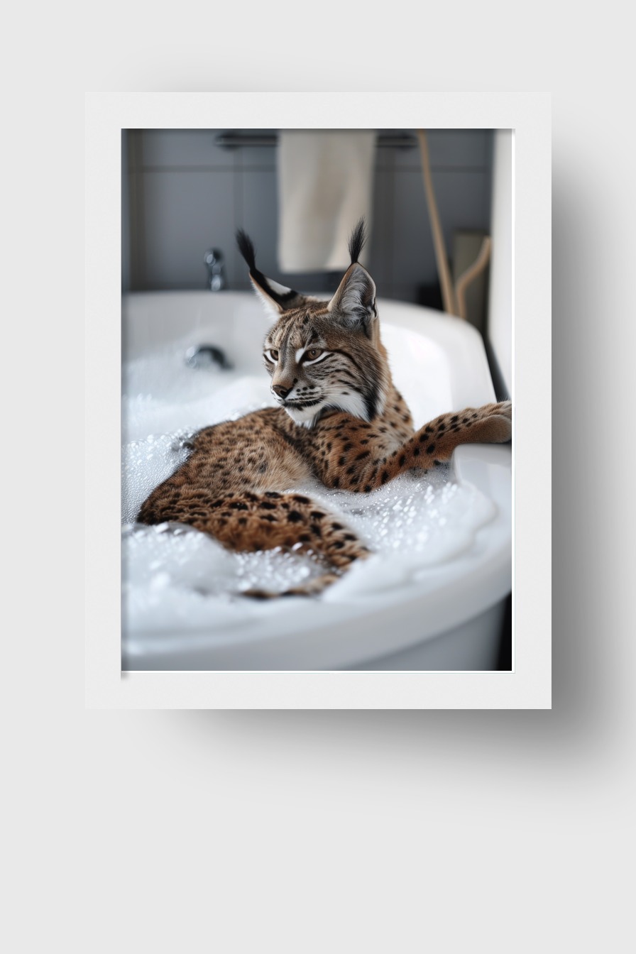 Fotografie Poster Luchs Badewanne ruhig braun