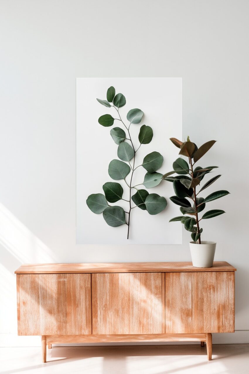 Fotografie Poster Eukalyptuszweig grün minimalistisch