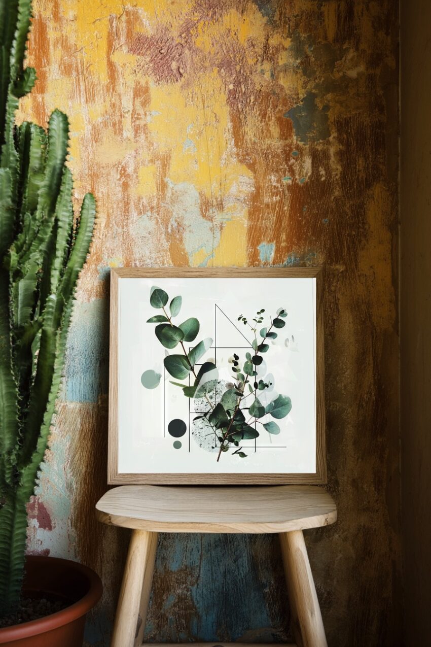 Grafik Poster Eukalyptuszweig grün minimalistisch