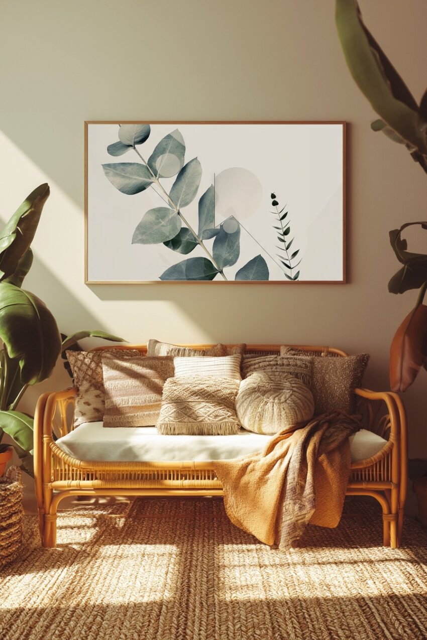 Minimalistisch Poster Eukalyptuszweig grün reduziert