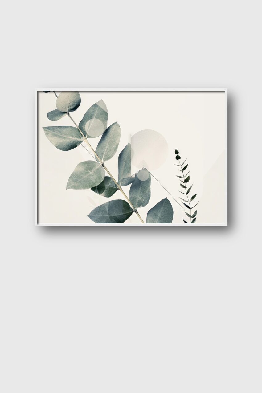 Minimalistisch Poster Eukalyptuszweig grün reduziert