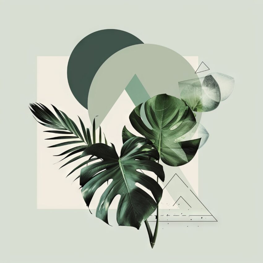 Grafik Poster Monstera Blätter grün minimalistisch