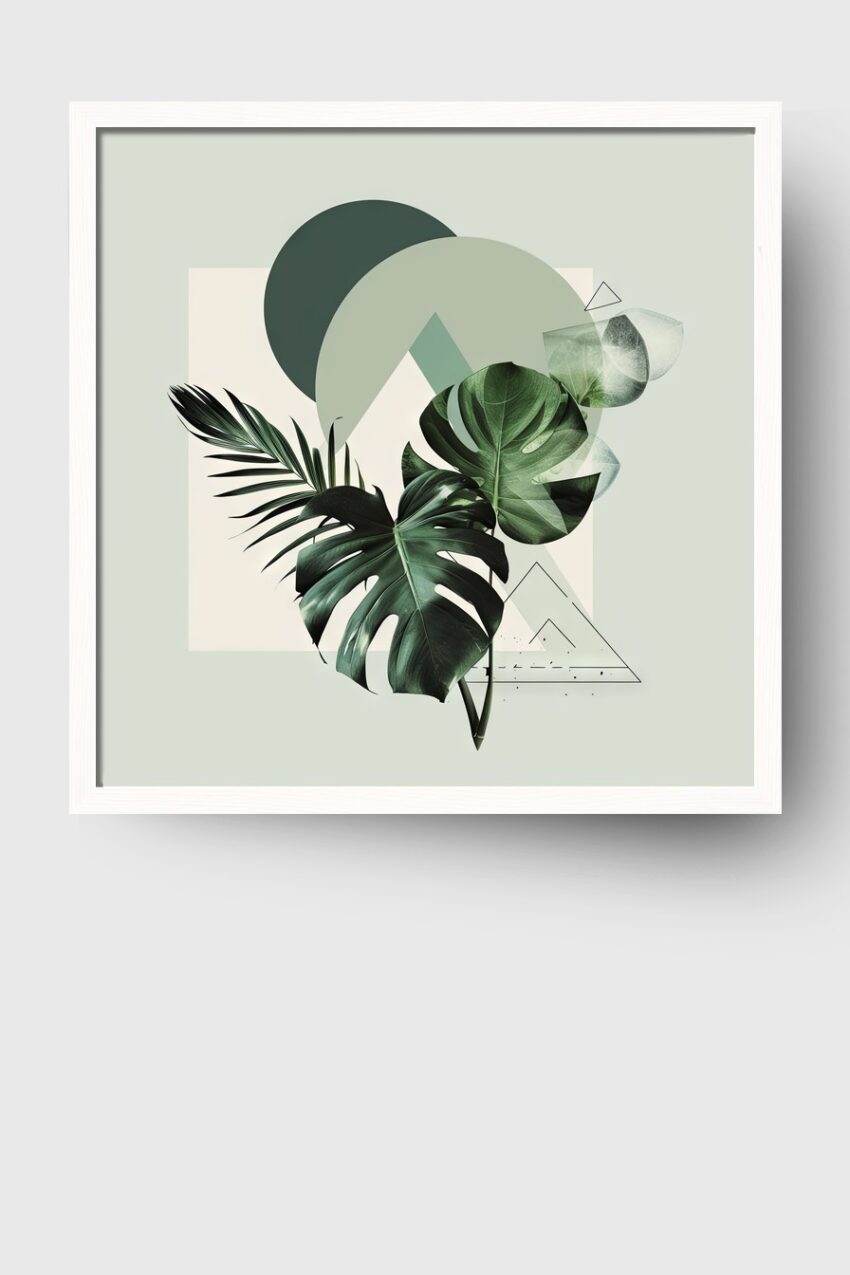 Grafik Poster Monstera Blätter grün minimalistisch