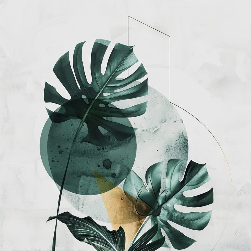 Grafik Poster Monstera Blätter grün minimalistisch