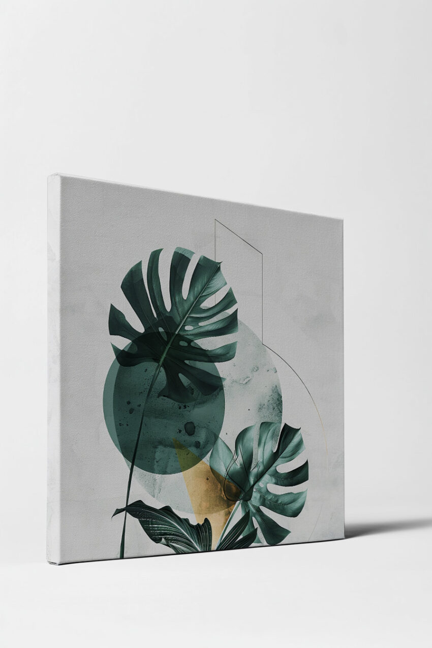 Grafik Poster Monstera Blätter grün minimalistisch