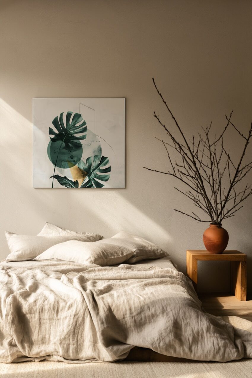 Grafik Poster Monstera Blätter grün minimalistisch