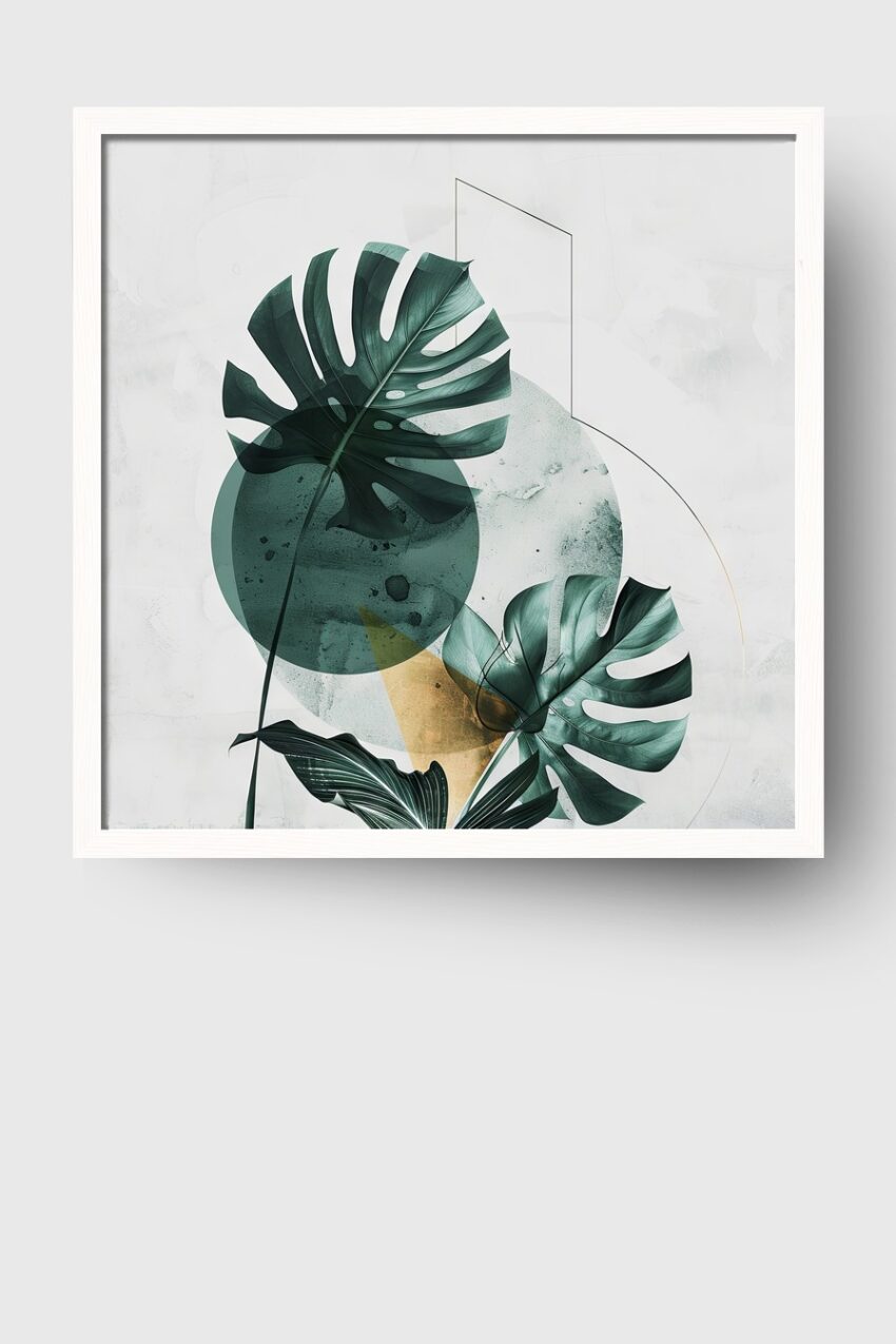 Grafik Poster Monstera Blätter grün minimalistisch