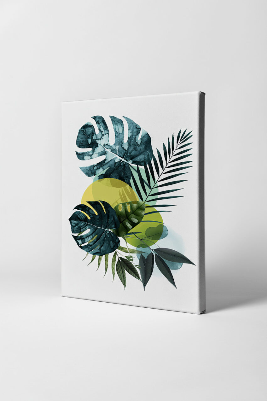 Grafik Poster Monstera Blätter grün stilisiert