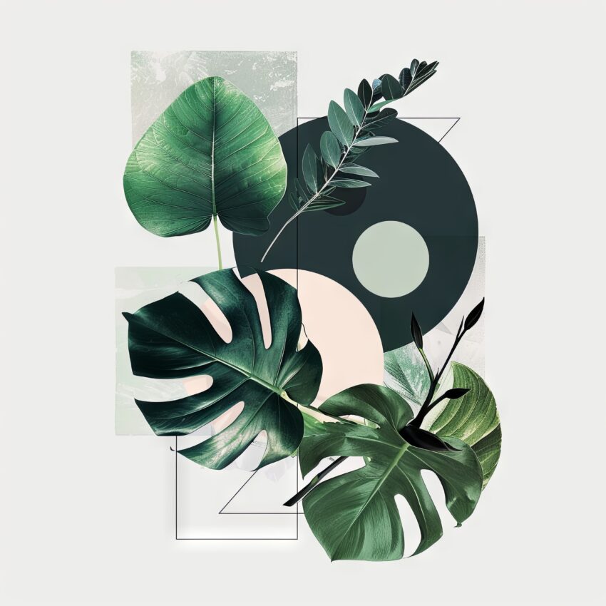 Grafik Poster Blätter grün Collage minimalistisch