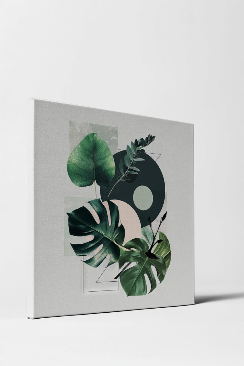 Grafik Poster Blätter grün Collage minimalistisch