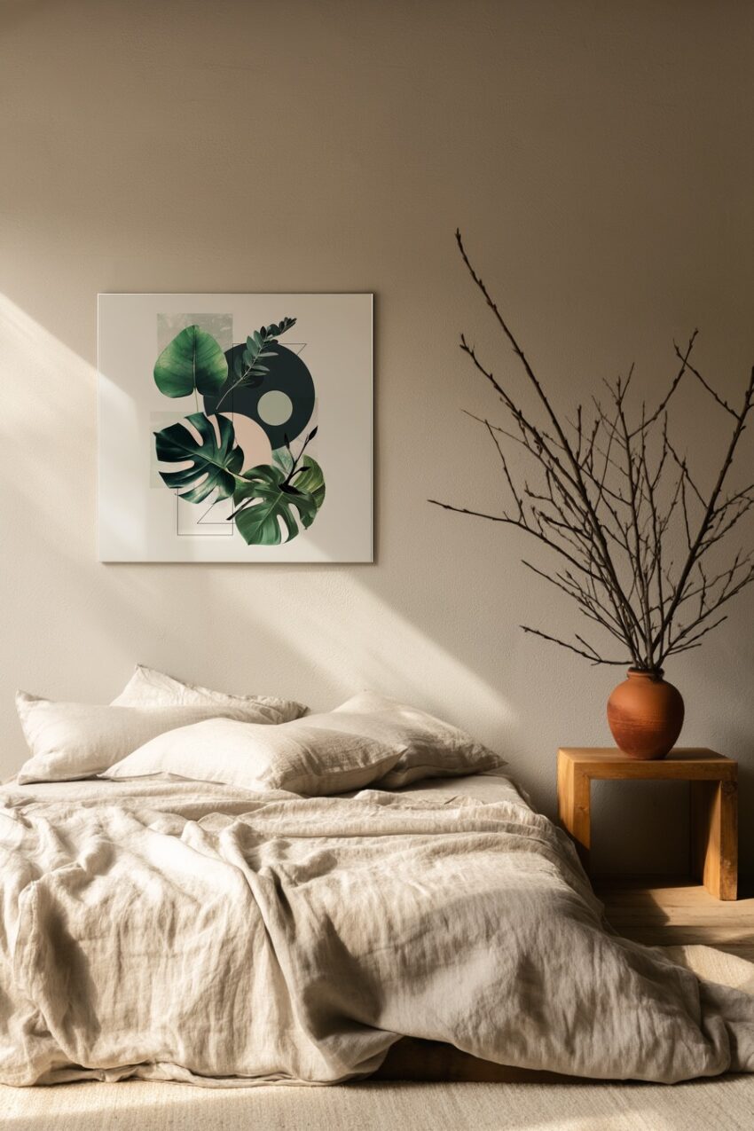 Grafik Poster Blätter grün Collage minimalistisch