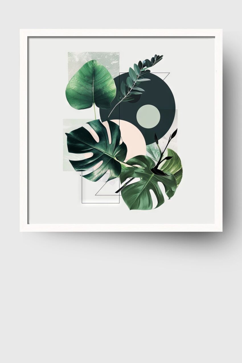 Grafik Poster Blätter grün Collage minimalistisch
