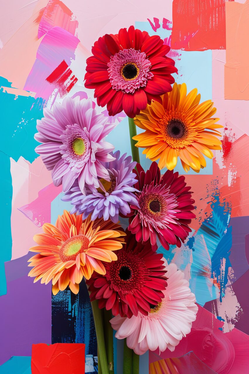 Fotografie Poster Gerbera bunt farbig florales Motiv