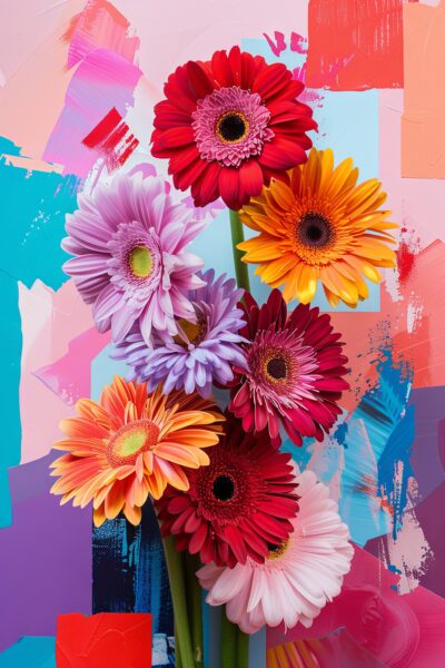 Gerbera Strauß bunt Poster