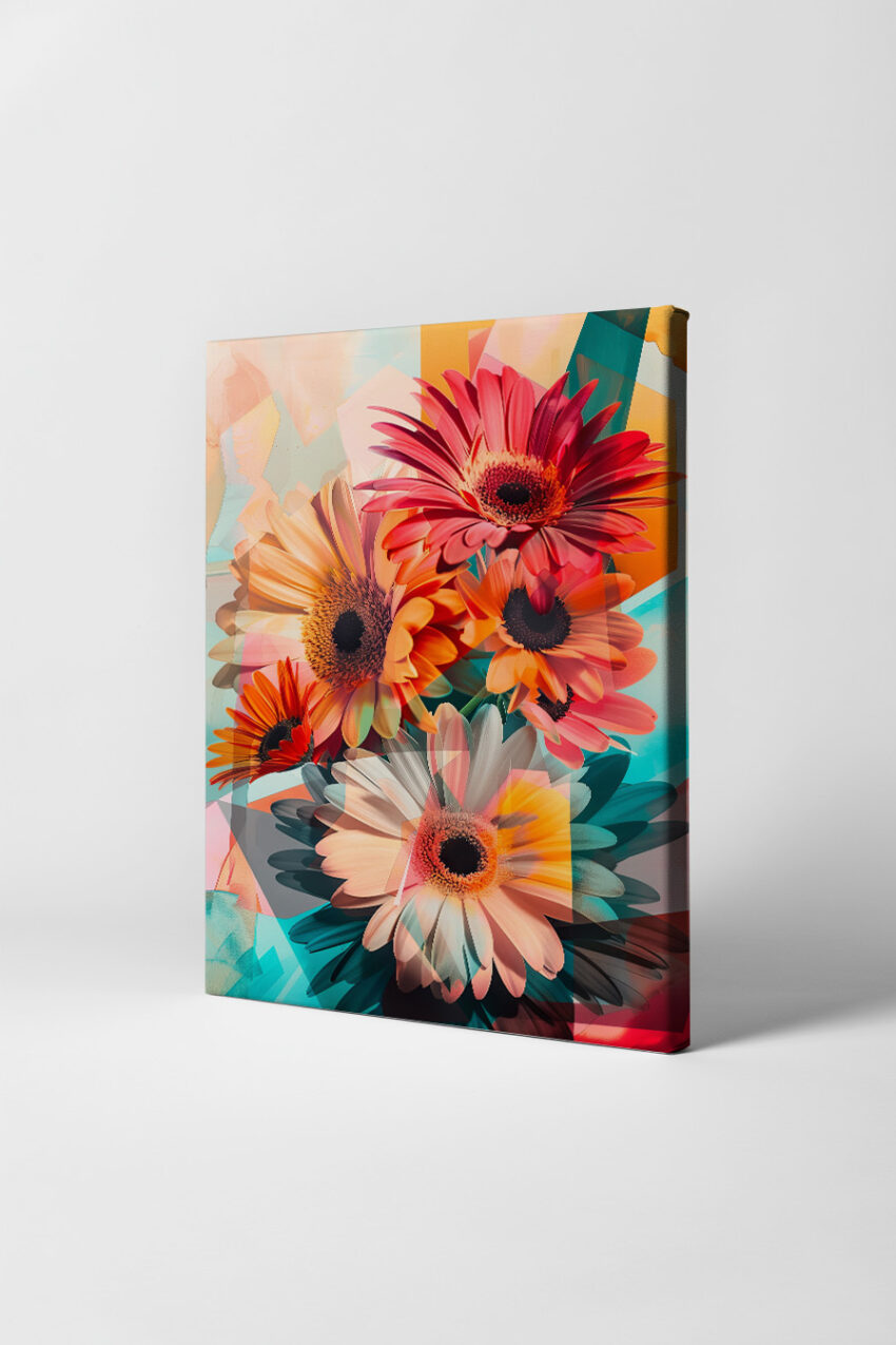 Digitale Kunst Poster Gerbera bunt Collage Grafik