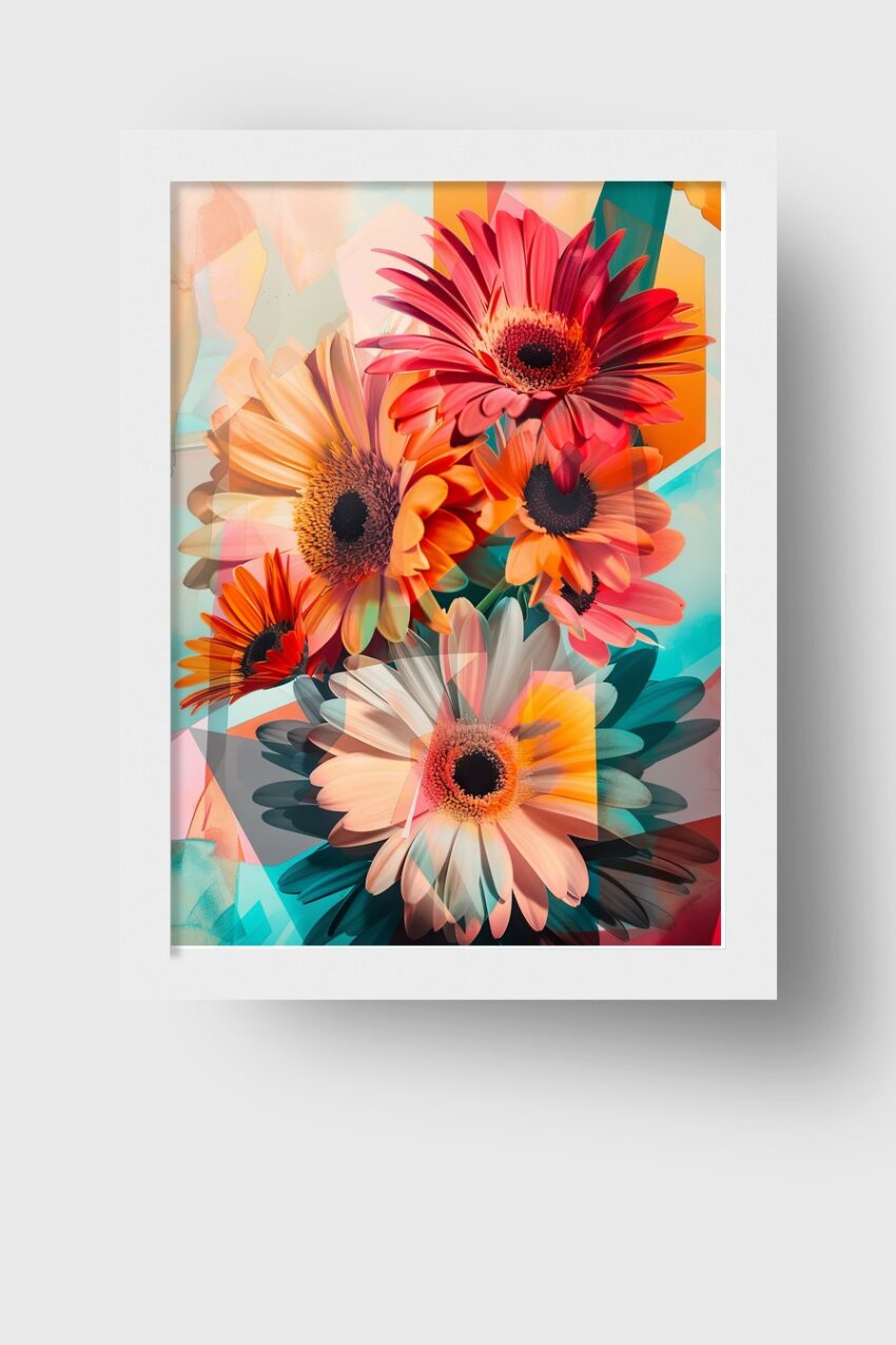Digitale Kunst Poster Gerbera bunt Collage Grafik