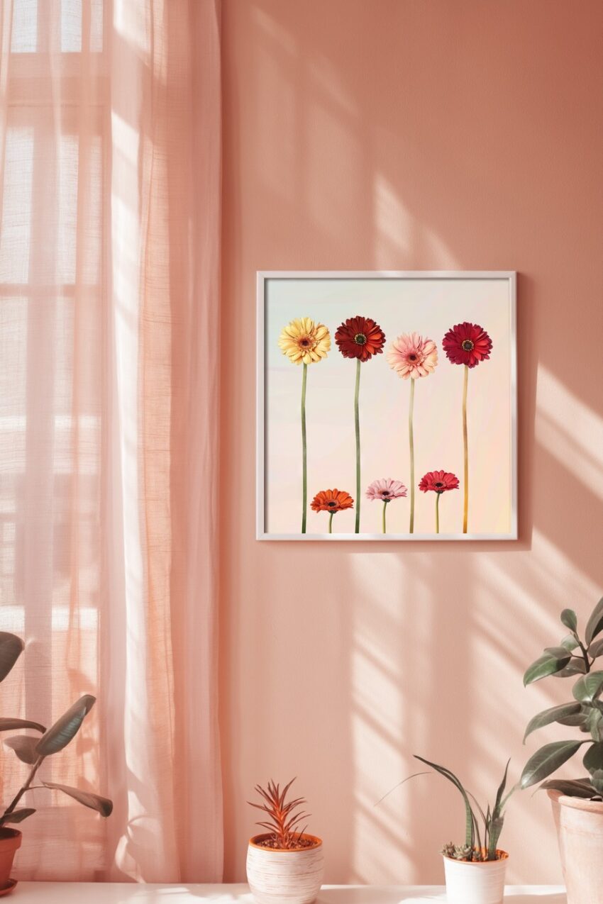 Fotografie Poster Gerbera bunt pastel