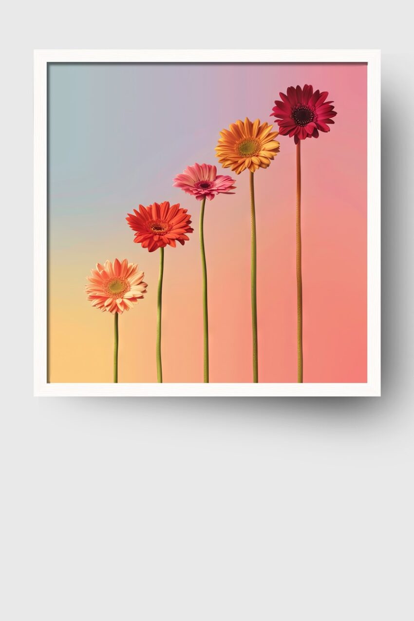 Fotografie Poster Gerbera bunt farbig